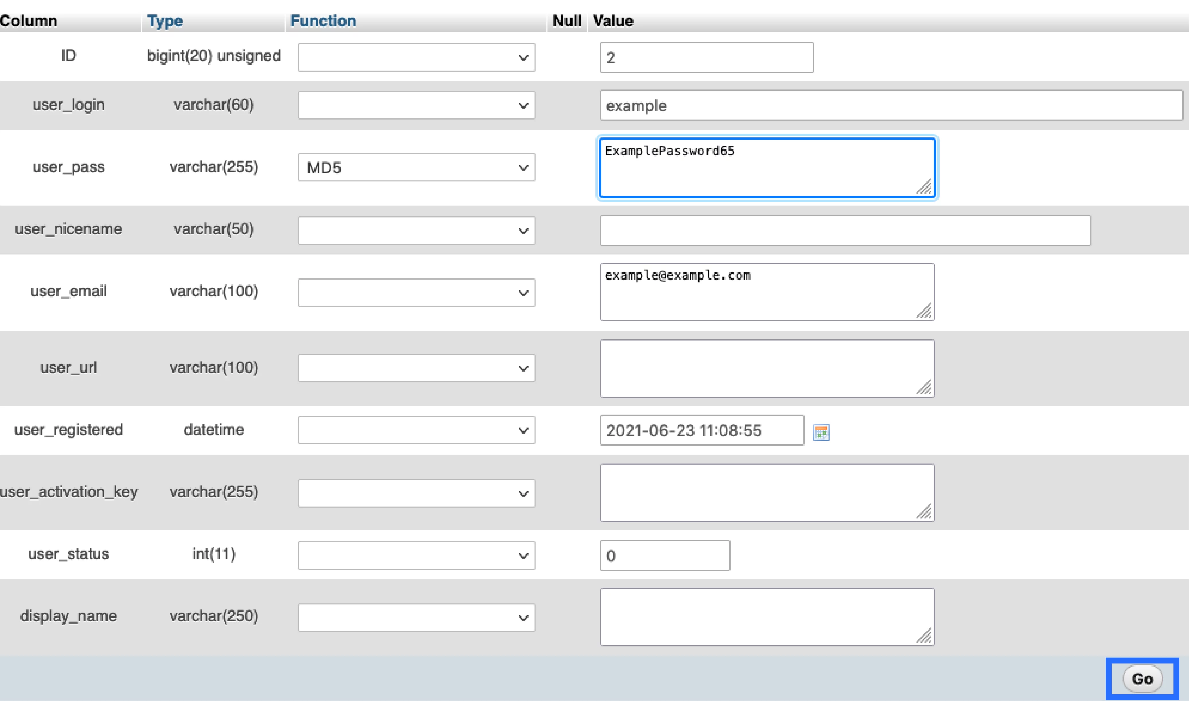 Screenshot: Completed New WordPress Login Form