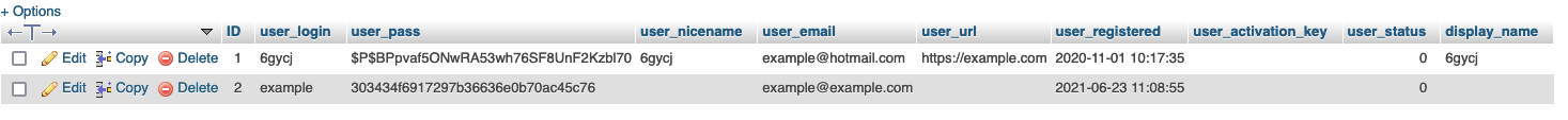 Screenshot: List of WordPress Users