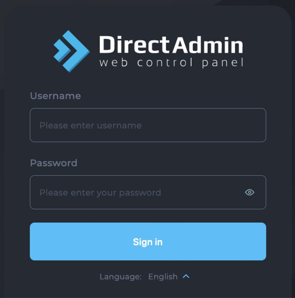 Screenshot: DirectAdmin Login Screen