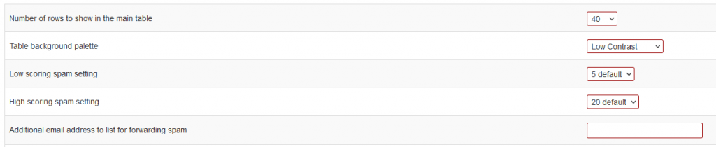 Screenshot: Other Settings Section of ConfigServer MailScanner Front-End