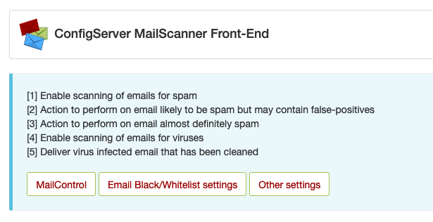 Screenshot: ConfigServer MailScanner Front-End