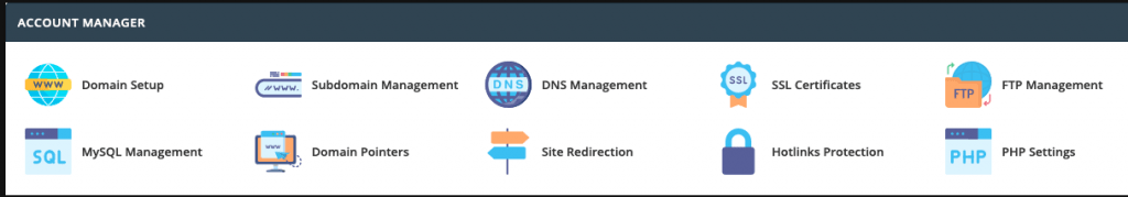 Screenshot: Account Manager Section in DirectAdmin
