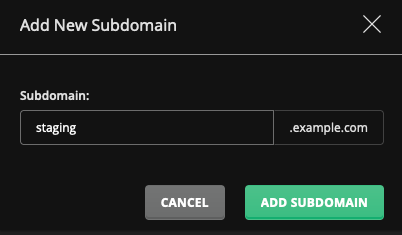 Screenshot: 'Add New Subdomain' Form