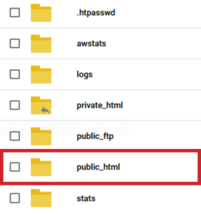 Screenshot: 'public_html' Folder