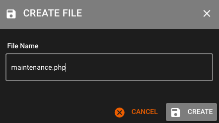 Screenshot: Create File Window with File Name