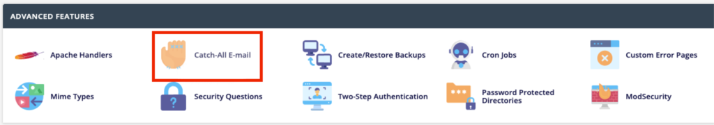 Advanced Features Section of DirectAdmin Control Panel