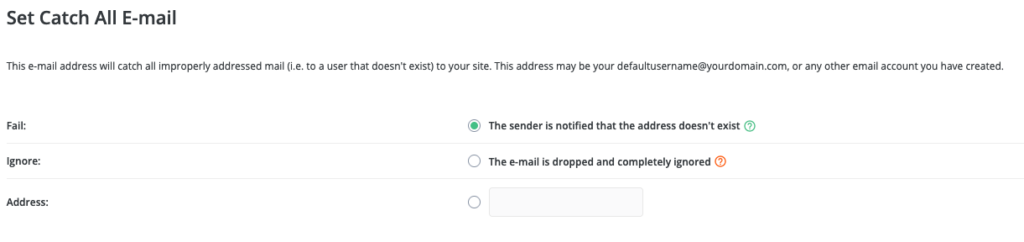 Set Catch-All Email Address Settings Form