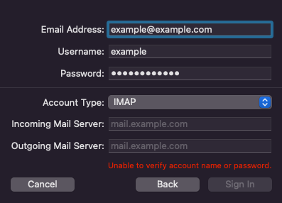 Enter Your Server Settings on Mac Mail