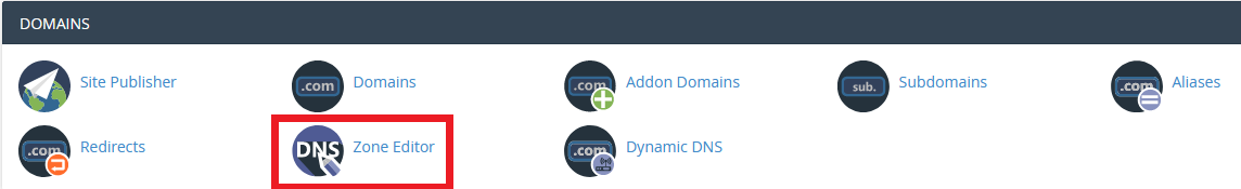 Screenshot: Domains Section of cPanel Control Panel