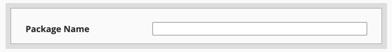 Screenshot: Creating a Package — Package Name