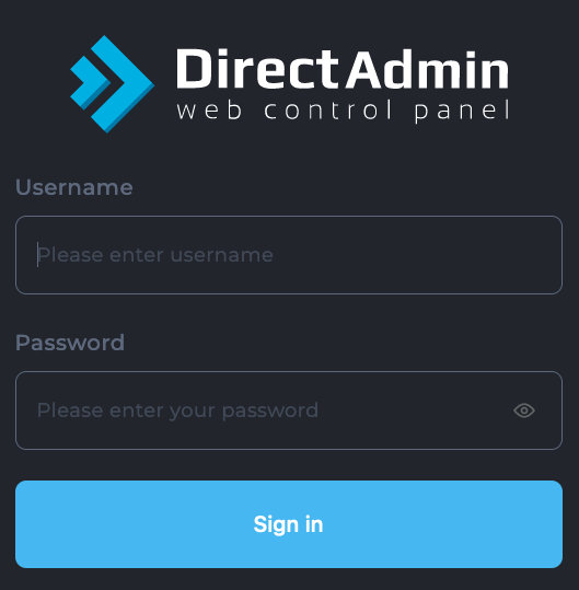 Screenshot: DirectAdmin Login Page