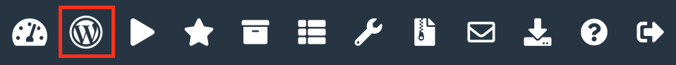 Screenshot: Top Right-Hand Side Menu of the WordPress Page in DirectAdmin