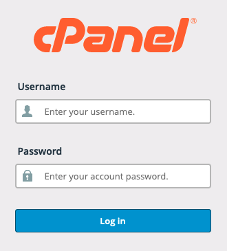 Screenshot: cPanel Login Page