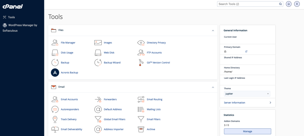 cPanel Control Panel
